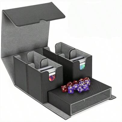 Hộp đựng bài MTG kèm khay đựng xúc xắc, hộp đựng bài Commander 5 trong 1 chứa được hơn 840 lá bài không cần bọc, hộp đựng bài MTG bằng da có nam châm, hộp đựng bài có thể tháo rời TCG CCG