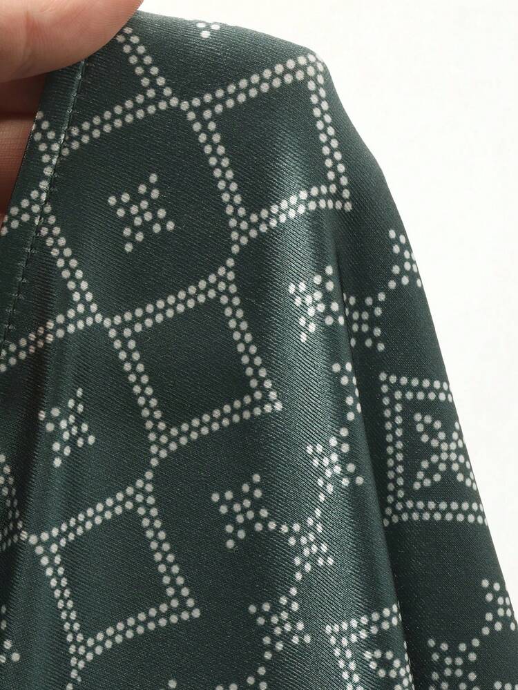 Spring Floral Print Long Sleeve Robe For Middle Eastern Men Summer