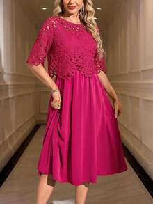 SHEIN Clasi 女士春夏蕾丝二合一长裙，适合派对、郊游和婚礼等场合 - 白色 - 查看 5