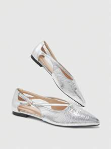 CUCCOO BIZCHIC 时尚优雅尖头高跟鞋，通勤必备 - 銀色 - 查看 5