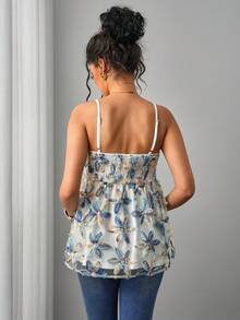 SHEIN Women's Summer Vacation Floral Ruffle Lace Maternity Camisole Top - Multicolor - View 2