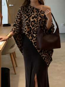 Villa Velisse Plus Size Women Leopard Print Off-Shoulder Casual Shirt - Multicolor - View 8