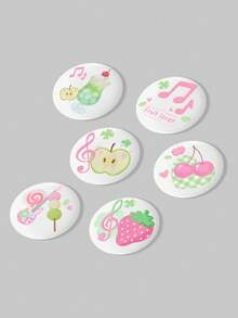 ROMWE 4.4 Cm / 1.73 Inches Note, Apples, Musical Notes, And Strawberries, Decorative Pins, Brooches, Badges, Buttons For Sewing Onto Clothes, Bags, Backpacks, Perfect For Music Festival Decorations,Great Gifts For Friends And Family - Green - View 3