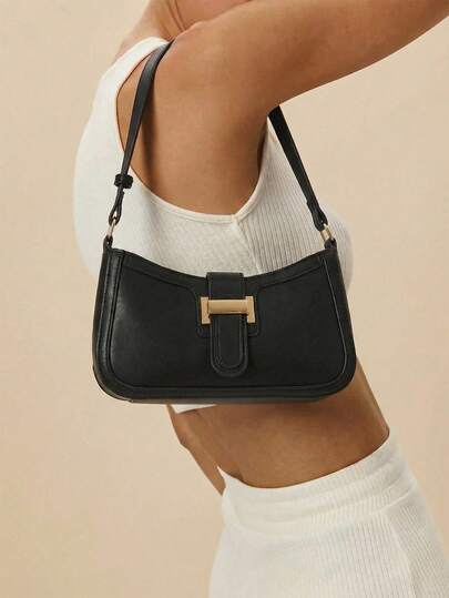 Glamine Bolso de hombro elegante en forma de media luna, bolso casual de unicolor de moda para mujer