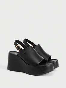 Sugerpunk Giày cao gót đế xuồng quai sau kiểu Nhật dành cho nữ, sandal đen phong cách punk cá tính. - màu đen - Xem 2