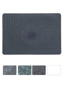 2pcs/4pcs Square Blue-Gray Nordic Style Woven Leather Heat-Resistant High-End Placemats For Hotel Home Kitchen Dining Table Decor - gray-blue - View 3