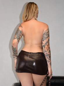 Arliah 时尚性感豹纹露背吊带上衣 - 金色 - 查看 2