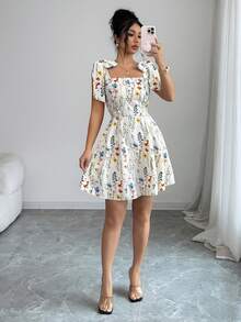 Selianne Women's Elegant Printed Halter High Waist A-Line Mini Dress, Versatile For Vacation, Commute And Daily Wear, Summer - Multicolor - View 5