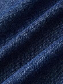 GlowEve Women's Denim Dress With Puff Sleeves, Single-Breasted, Ruffle Hem - Blue - View 7