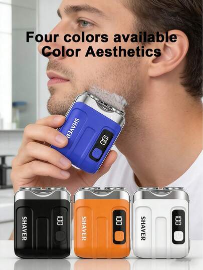 Teckwe Mini Electric Smart Shaver Household Car Shaver Digital Display Dual Blade Rechargeable Shaver Powerful Beard Trimmer Tool, Father's Day
