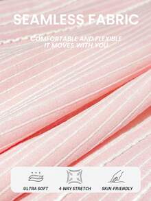 Sovereign Charm Pink Minimalist Spaghetti Strap V-Neck Seamless Activewear Set, Suitable For Gym Wear - Pink - View 4