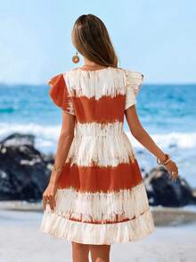 Sylviya Đầm nữ tay ngắn nhuộm màu tie-dye kiểu dáng thường ngày, thích hợp cho kỳ nghỉ. - Nhiều màu - Xem 2