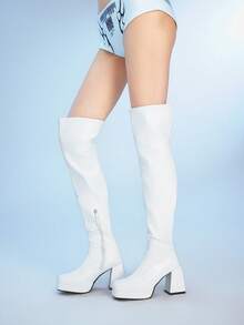 Sugerpunk Casual Lace-Up Comfortable Thick Sole Women Boots 2000s Style - White - View 6