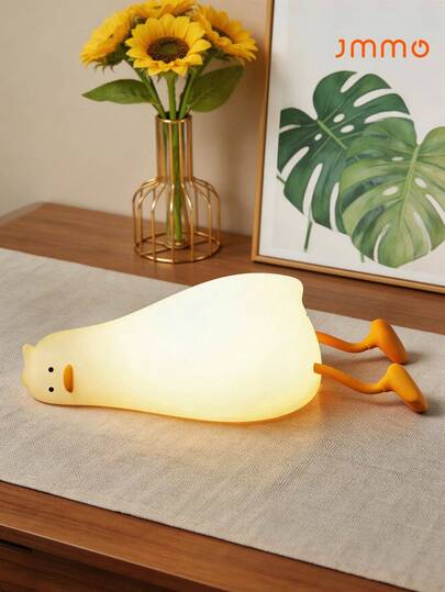 JMMO Duck Shape Night Light, Cute Flat Duck Lamp, Table Lamp, Dimmable, USB Rechargeable, Nursing Light, Bedside Night Light