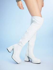 Sugerpunk Casual Lace-Up Comfortable Thick Sole Women Boots 2000s Style - White - View 2