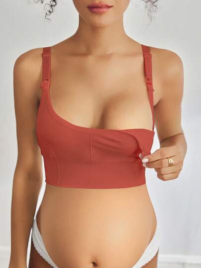 BloomMama 2026 Hot Selling Women's Fashionable & Comfortable Minimalist Solid Color High Quality Seamless Maternity & Nursing Bra, Single Pack