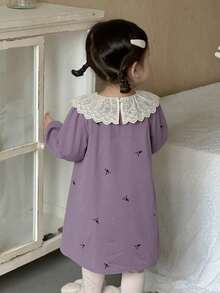 DAZY 女嬰圓領荷葉邊飾全印花舒適居家服幼童 - 淡紫色 - 查看 7