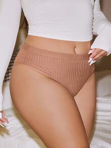 Wedaily Plus Size Leisure Series Ribbed Triangle Panties 5 Pack - Multicolor - View 2