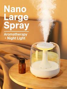 1 pieza Humidificador y difusor de aromaterapia 2 en 1 de 650ML, con 2 modos de rociado, luz nocturna de colores para dormitorio, oficina y escritorio - Multicolor - Ver 1