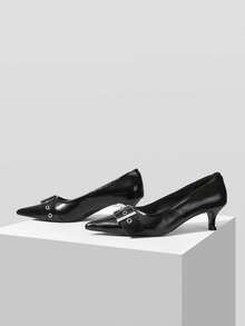 Mnmlis Women's Fashion Versatile Commuter Pointed Toe High Heels - Black - View 2