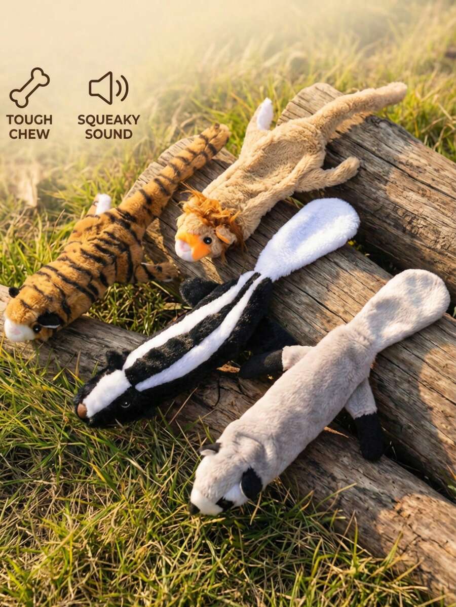 PETSIN Leather Shell Plush Dog Toy With BB Sounds, Interactive Play For Dogs - Multicolor - View 1