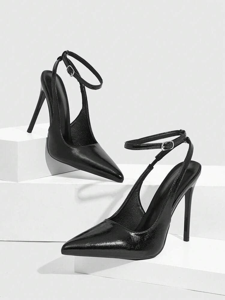 CUCCOO SZL Women Shoes Women Pointed Stiletto Black Ankle Strap Fashion Sexy Dinner Party Dating Women High Heel Shoes Women's Shoes