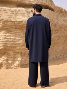 DAZY Men's Navy Blue Shirt And Pants Set, Suitable For Spring And Autumn Vacation - Navy Blue - View 5
