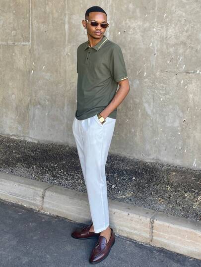 Ngobest Haus Ngobest Haus 男士裝飾細節撞色短袖 Polo 衫