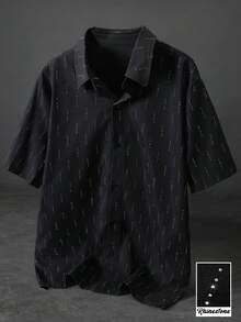 STYNVO 男士夏季休闲百搭水钻装饰衬衫 - 黑色 - 查看 1