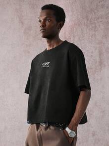 STYNVO 男士字母印花圆领休闲短袖T恤 - 黑色 - 查看 5