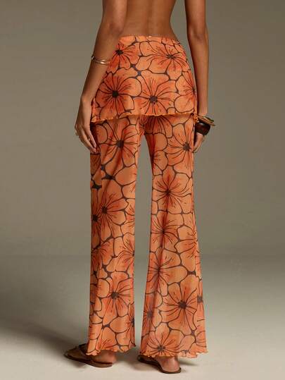 Athîral Women's All-Over Print Casual Loose Flare Leg Pants