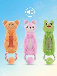 PETSIN Cute Animal Shaped Tennis Ring Plush Dog Toy, Containing BB Barking Sound, Interactive Play For Dogs - Multicolor - View 1