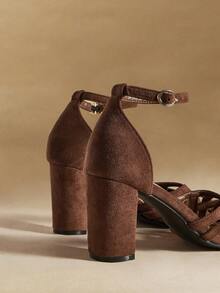 Rosivie Mẫu sandal đế dày hở mũi, khoét lỗ, kiểu Pháp cổ điển mới năm 2025 dành cho nữ. - Cà phê nâu - Xem 5