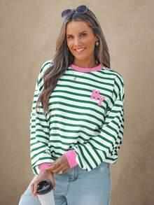 Wildy 休闲简约印花圆领长袖宽松女式卫衣 - 彩色 - 查看 4