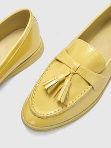 CUCCOO BIZCHIC Zapatillas deportivas planas de estilo casual y sin cordones para mujer, zapatos de primavera para vacaciones de primavera y Pascua - Mostaza Amarilla - Ver 8