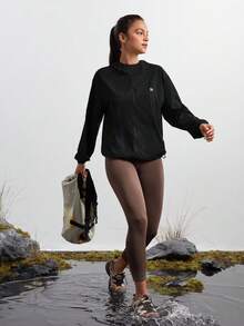 In My Nature 女士户外常规款连帽长袖夹克 女式徒步服装 - 黑色 - 查看 4