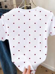 Resyla Women's Polka Dot Print Casual Round Neck Short Sleeve T-Shirt - Multicolor - View 2