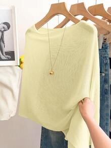 GlowEve Women's Casual Loose Vacation Style Poncho Sweater, Spring/Summer - Yellow - View 3