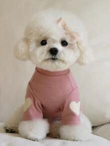 PETSIN 柔软弹力面料，轻盈透气，亲肤舒适，爱心刺绣，四季通用，日常休闲宠物基本款服装，适合所有中型犬，泰迪比熊犬，时尚可爱宠物服装，经典宠物服装，必备宠物服装 - 粉色 - 查看 12