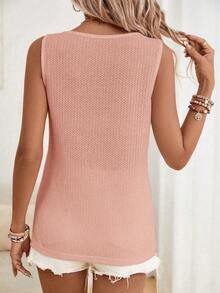 SHEIN LUNE Women's Striped V-Neck Casual Loose Versatile Tank Top - Multicolor - View 2