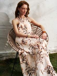 Airaco Vestido plisado con estampado animal, elegante y de moda, estilo de vacaciones para el verano - Multicolor - Ver 5