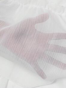 Balvessa Women's Vacation Solid Color Elastic Waist Lace Ruffle Hem A-Line Skirt - White - View 7