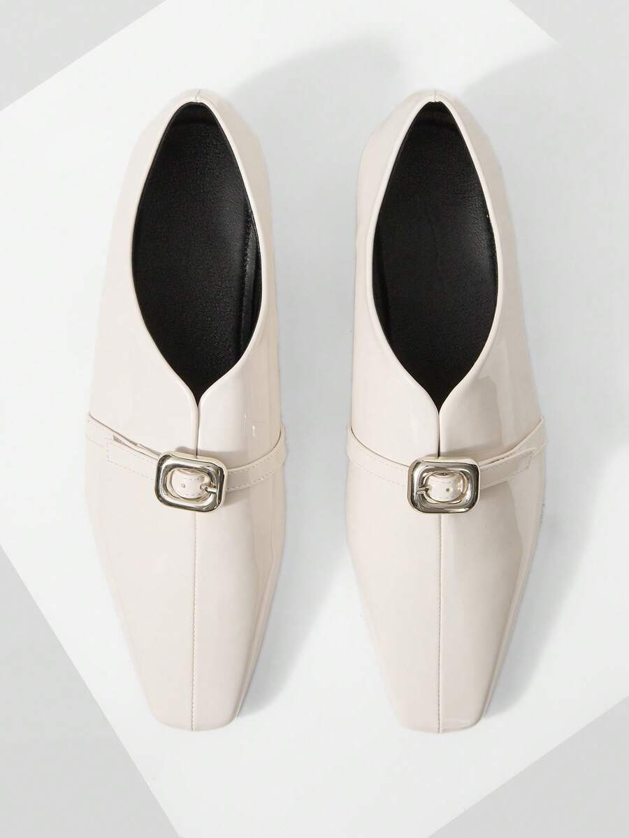 Mnmlis Women's Fashion Versatile Commuter Buckle Flat Shoes For Christmas - Apricot - View 1