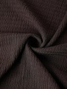 Ellevyn 女士优雅收腰极简短袖修身连衣裙，饰有金属装饰，显瘦短裙 - 咖啡 - 查看 6