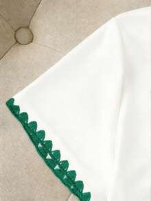 Resyla Áo thun nữ mùa hè thiết kế mới, họa tiết răng chó và thêu quả anh đào, màu trắng, thời trang và đa năng, phù hợp cho các buổi hẹn hò, áo thun ngắn tay nữ. - Nhiều màu - Xem 3