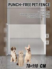 New Anti Cat Running Out Fence, No Need To Drill Holes, Retractable Pet Door Fence, Staircase Door Partition, Small Dog Fence, Cat Barrier - Multicolor - View 5