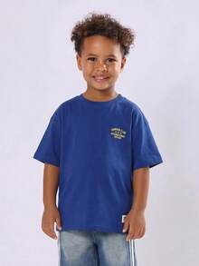 SUMWON Boys Blue Short Sleeve Car Print T-Shirt Summon Club International Garage Graphic Tee - Blue - View 2