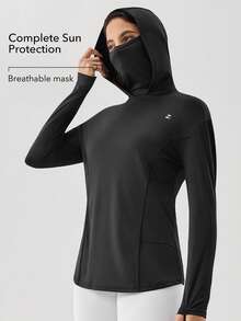OutZeal SunProof UPF50+ Cooling Sun Protection Pocket Long Sleeve Tee Women With Mask - Black - View 3