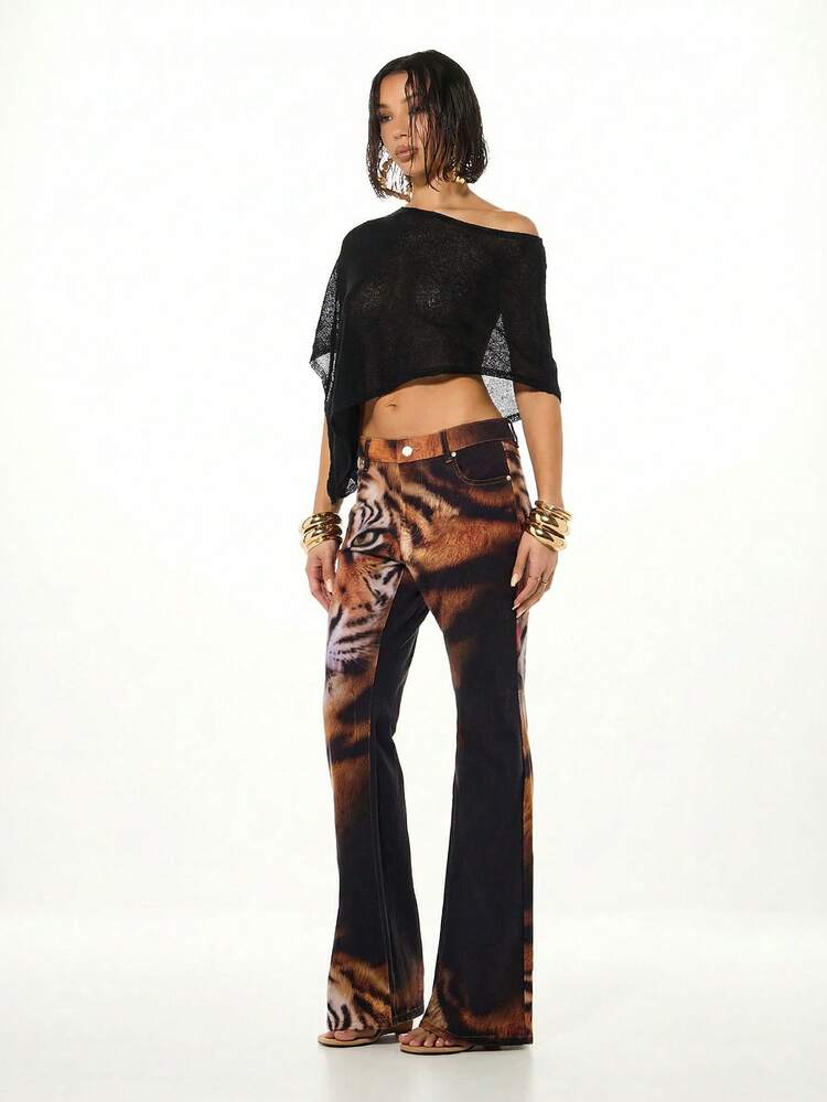 SUMWON WOMEN Sequin Crochet Knit Asymmetric Off Shoulder Shawl Top With Open Knit Design And Shimmer Details For Evening Party