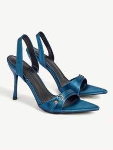 CUCCOO CHICEST Women's Fashionable & Elegant Buckle Pointed Toe Heeled Sandals, Summer - Blue - View 1